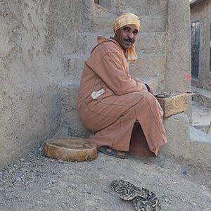 berber i marocko med en orm